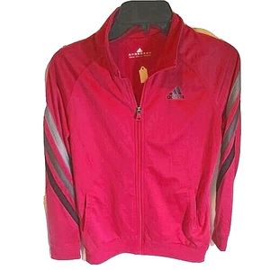 Women's ADIDAS Pink Faux Leather Stripes/Piping Full Zip Track Ja…